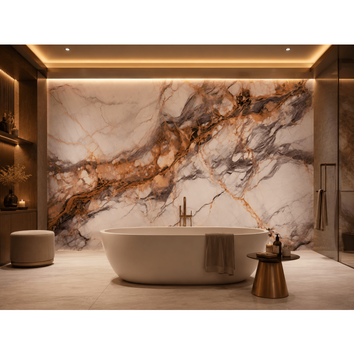 Wall Panel XXL Breccia Copper Glossy 120 x 280 cm 3 mm – Set of 3 (ABC)