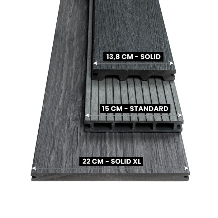 Solid XL Composite Decking Board Gray – 3 m