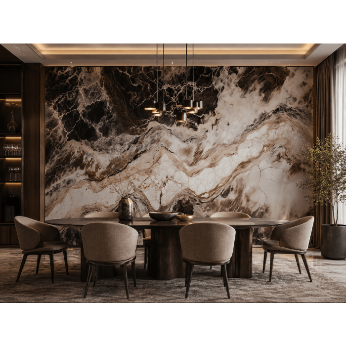 Wall Panel XXL Emperador Black Glossy 120 x 280 cm 3 mm – Set of 3 (ABC)