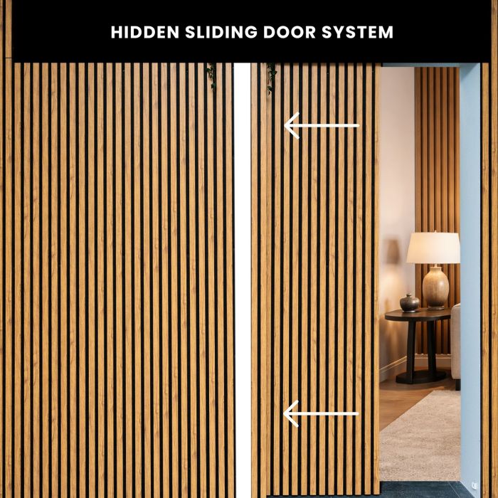 Hidden sliding door system 120 cm – Left Side | Black