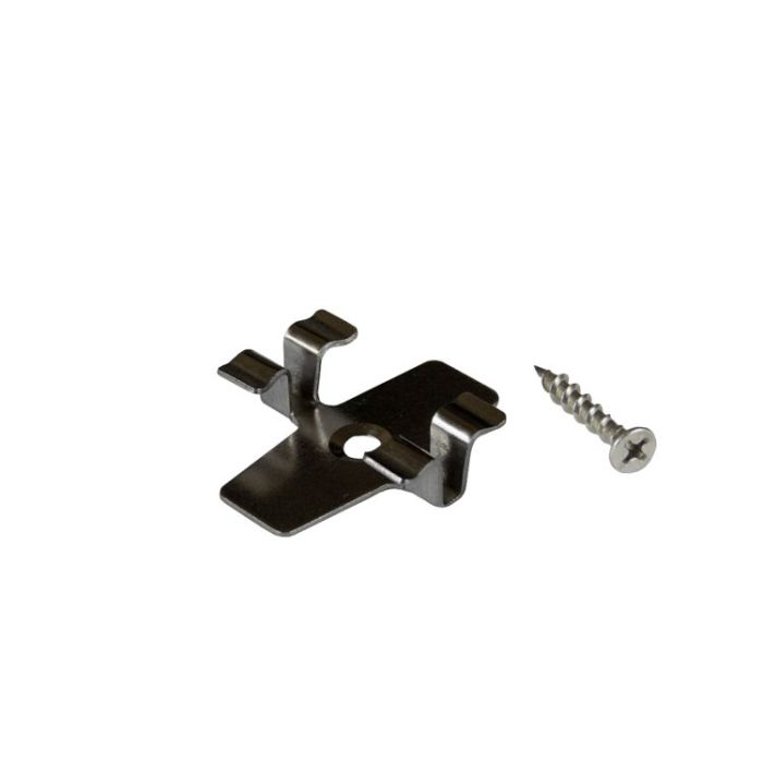 Klips montażowy ze stali nierdzewnej do deski 3D +wkręt - 1 szt. Klips montażowy ze stali nierdzewnej do deski 3D +wkręt - 1 szt.