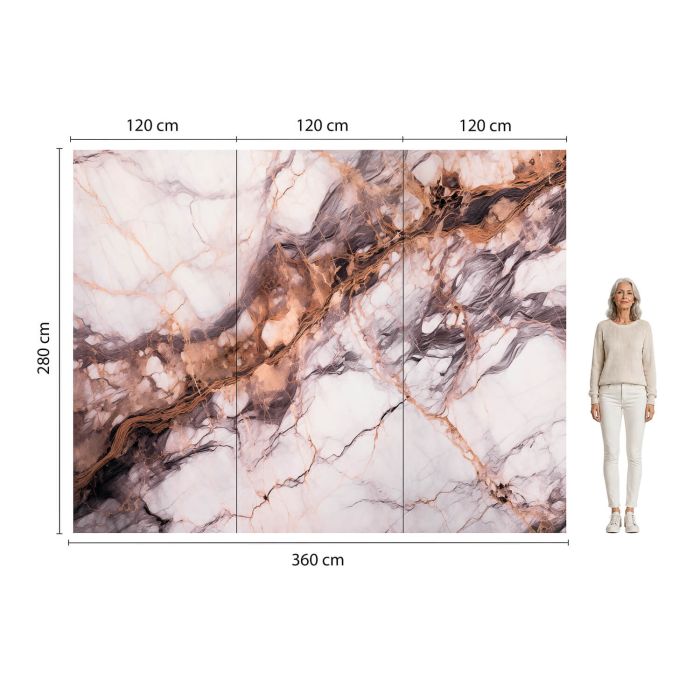 Wall Panel XXL Breccia Copper Glossy 120 x 280 cm 3 mm – Set of 3 (ABC)