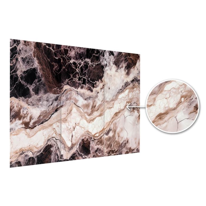 Wall Panel XXL Emperador Black Glossy 120 x 280 cm 3 mm – Set of 3 (ABC)