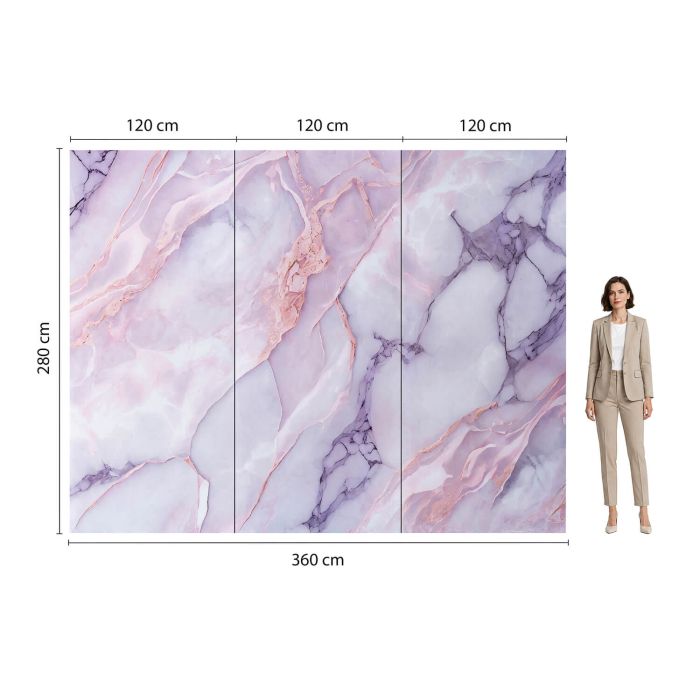 Wall Panel XXL Statuario Pink Glossy 120 x 280 cm 3 mm – Set of 3 (ABC)