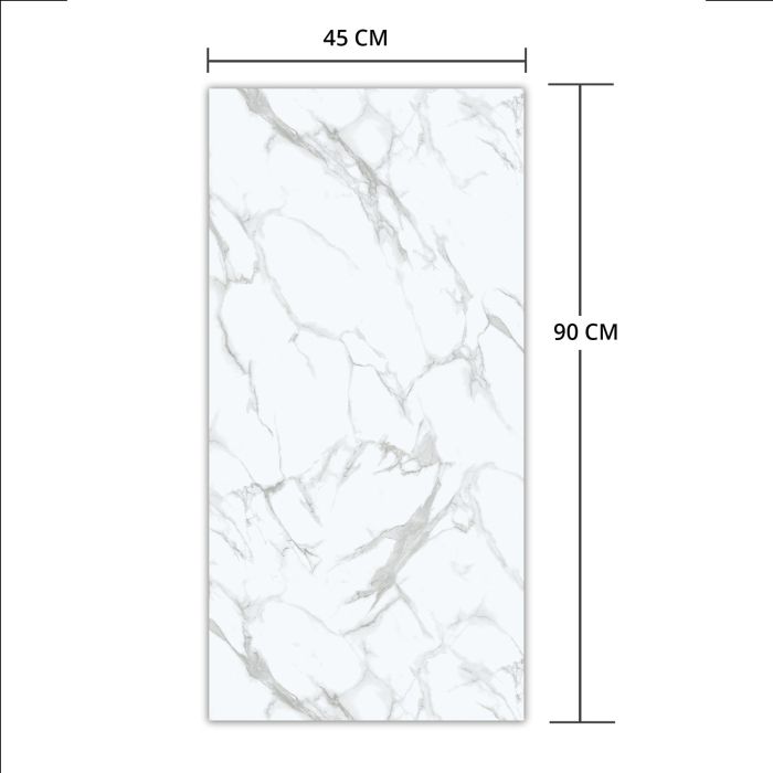 SPC Vinyl Floor Panel Calacatta White Marble Glossy 45 × 90 cm, 4 mm