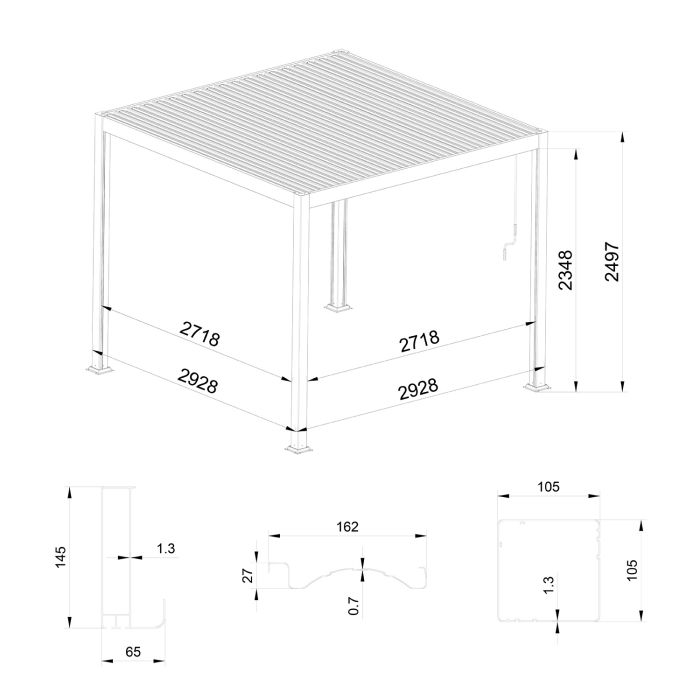 Aluminum Garden Pergola with Adjustable Roof Anthracite 3 x 3 m
