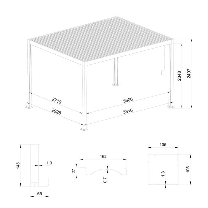Aluminum Garden Pergola with Adjustable Roof Anthracite 3 x 4 m