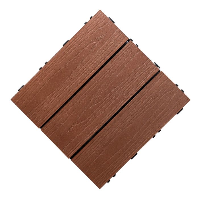 3D Solid Composite Decking Tile Mahogany 30 x 30 x 2,5 cm