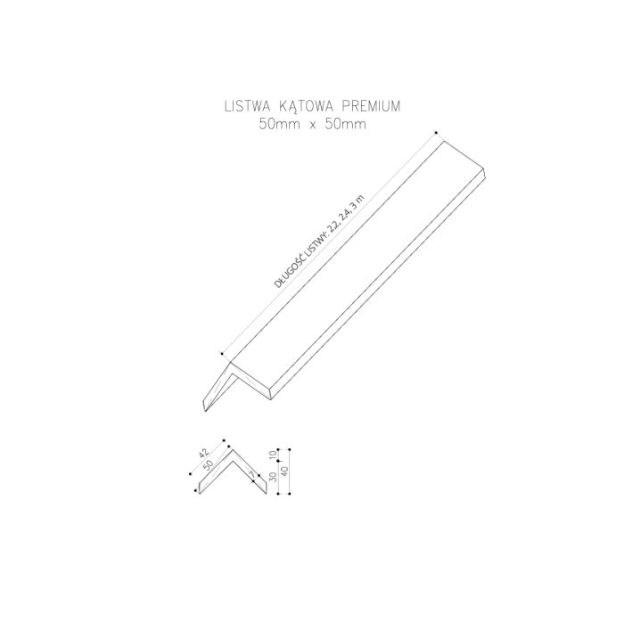 Listwa Kompozytowa Kątowa Premium Ecru 50x50 mm – dł. 2,9 m