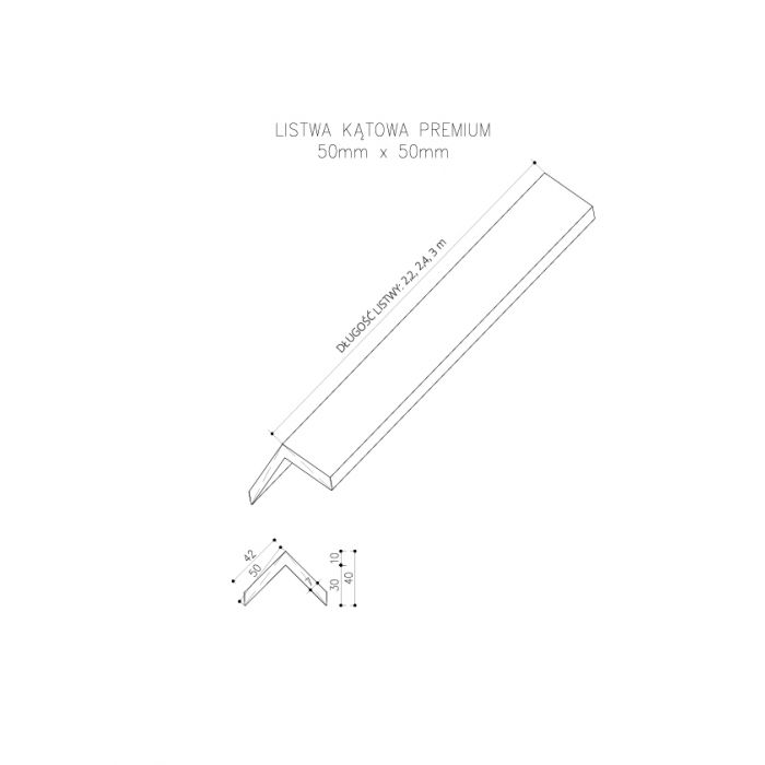 Listwa Kompozytowa Kątowa Premium Dąb Winchester 50x50 mm – dł. 2,9 m