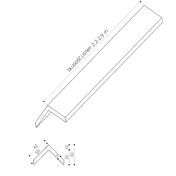 Listwa Kompozytowa Kątowa Premium Dąb Bursztynowy 50x50 mm do lameli elewacyjnych DUO/Trapez – dł. 2,9 m