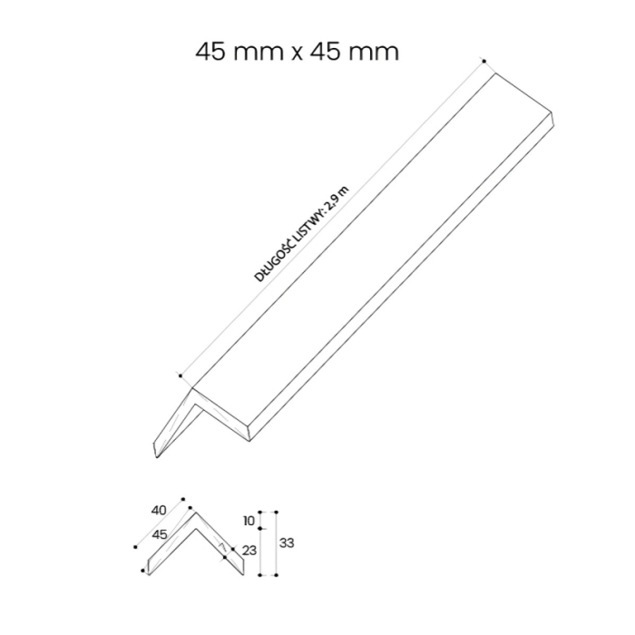 Listwa Kompozytowa Kątowa Premium Dąb 45x45 mm do lameli elewacyjnych – dł. 2,9 m