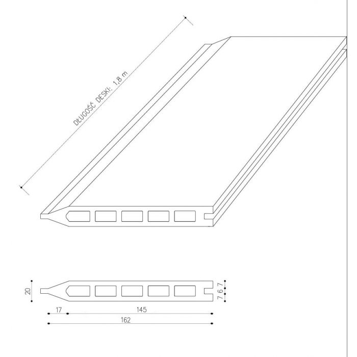 Deska Ogrodzeniowa Premium Antracyt 162 x 20 mm – dł. 1,8 m