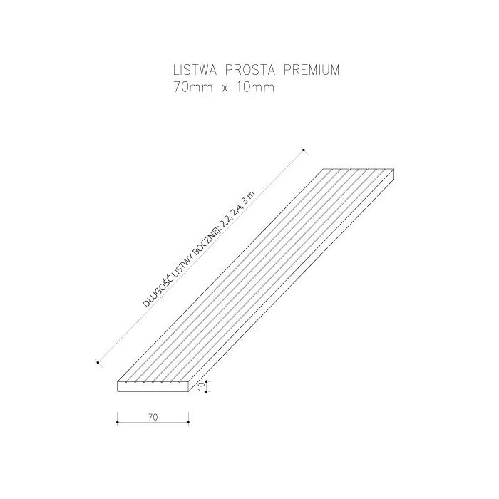 Listwa Kompozytowa Prosta Premium Dąb Miodowy 70x10 mm – dł. 2,9 m