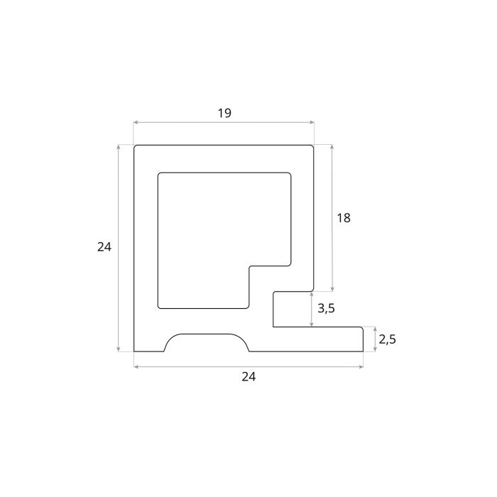Listwa Lamelowa Startowa Czarny Brokat 2,4 x 2,4 cm – dł. 2,7 m