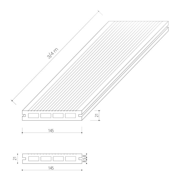 Timber Composite Decking Board Larch – 4 m Timber Composite Decking Board Larch – 4 m