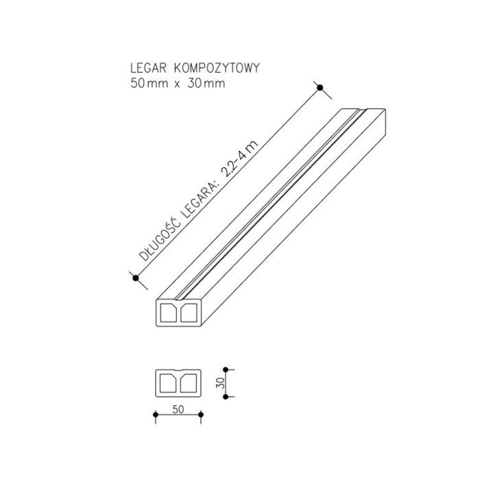 Legar Kompozytowy 50 x 30 mm – dł. 3 m