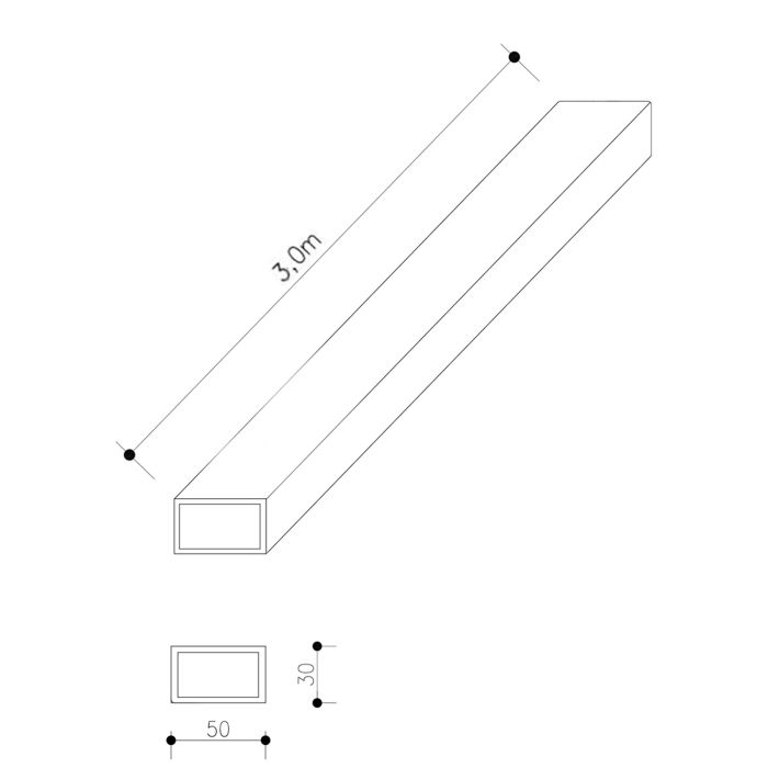 Aluminium Decking Joist 50 x 30 mm – 3 m