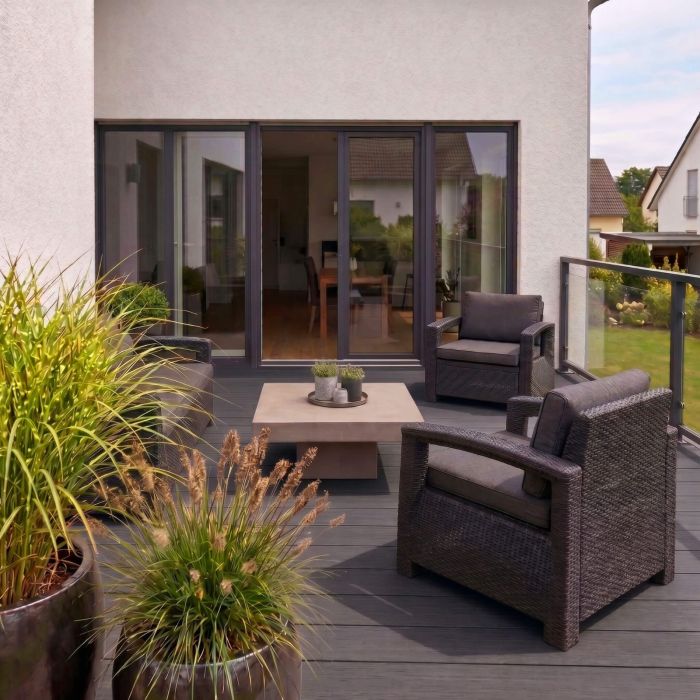 Solid XL Composite Decking Board Gray – 3 m