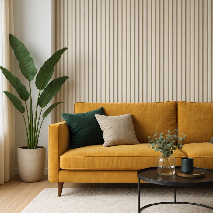 Lamele Ścienne Dekoracyjne Ecru Brokat 2,4 x 16,8 cm – dł. 2,7 m