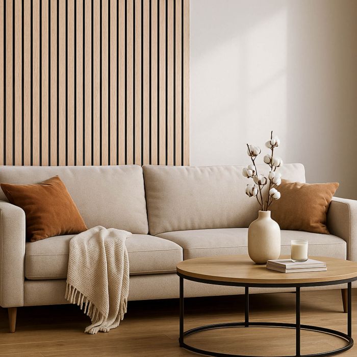 Lamele ścienne akustyczne na filcu Dąb Sonoma 2 x 32 cm – dł. 2,7 m