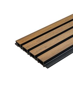 Premium Composite Slatted Cladding Board Golden Oak / Black &ndash; 2,9 m