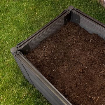 Raised bed connector with ground anchor, adjustable, brown – set of 4
