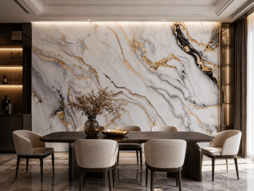 Wandpaneel XXL Arabescato Gold Glossy 120 x 280 cm 3 mm – 3er Satz (ABC)