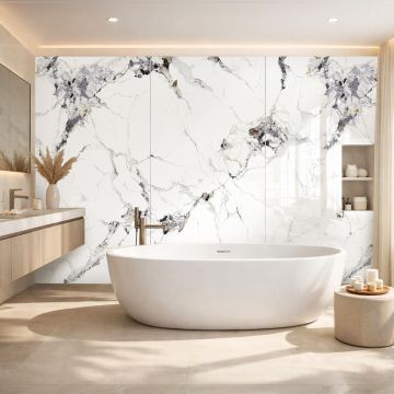 Wall Panel SPC Carrara White Marble Glossy 120 x 280 cm 4 mm (C)