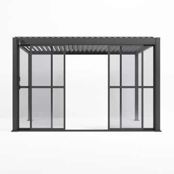 Transparent Sliding Doors for Garden Pergola Anthracite 4 m
