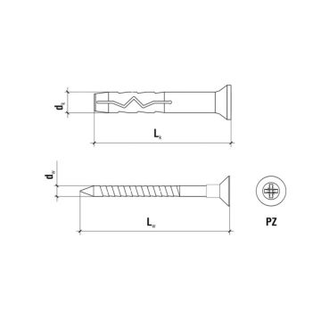 Hammer-in Expansion Anchor 6 x 80 mm + Countersunk Head Screw PZ2 – 100 pc.