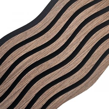 Acoustic Interior Slatted Wall Panel on Felt S-Line Dark Oak Veneer 2,1x30,5,cm – 2,7 m