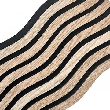 Acoustic Interior Slatted Wall Panel on Felt S-Line Natural Oak Veneer 2,1x30,5,cm – 2,7 m