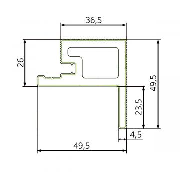 Starter-Finishing Slatted F-Type Trim WPC Trapezoid Light Oak 36,5 x 49,5 mm – 2,9 m