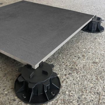 Stoneware Decking Tile Concrete Dark Gray 60x60x2 cm