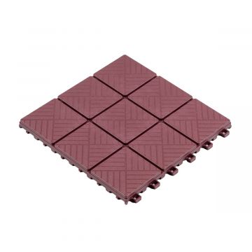 Decking Tile Uni-Floor Square Burgundy 29 x 29 x 2 cm