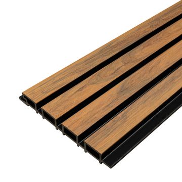 Premium Composite Slatted Cladding Board Natural Oak / Black – 2,9 m