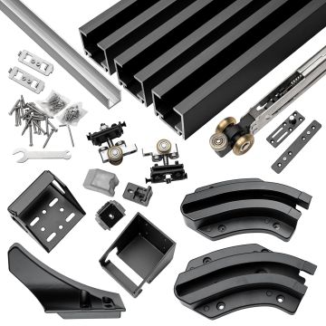Hidden sliding door system 120 cm – Right Side | Black