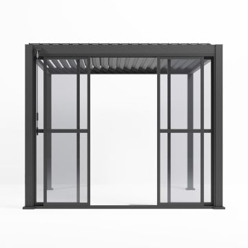 Transparent Sliding Doors for Garden Pergola Anthracite 3 m