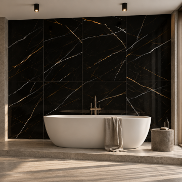 Wall Panel SPC Marquina Black Marble Glossy 60 x 120 cm 4 mm