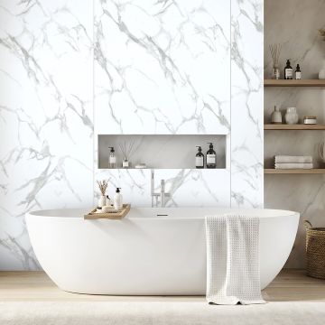 Wall Panel SPC Calacatta White Marble Glossy 120 x 280 cm 4 mm