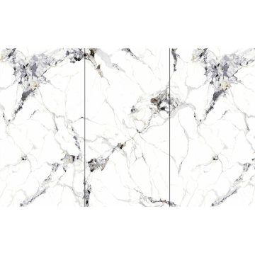 Wall Panel SPC Carrara White Marble Glossy 280 x 360 cm 4 mm - Set of 3 (ABC)