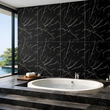 Wall Panel SPC Marquina Black Marble Glossy 60 x 120 cm 4 mm