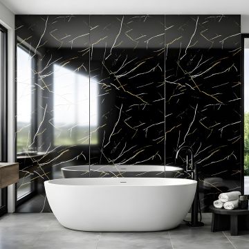 Wall Panel SPC Marquina Black Marble Glossy 120 x 280 cm 4 mm