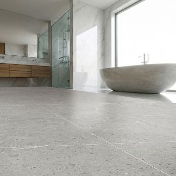 SPC Vinyl Floor Panel Limestone Grey Stone Matt 45 × 90 cm  4 mm