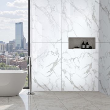 Wall Panel SPC Calacatta White Marble Glossy 60 x 120 cm 4 mm