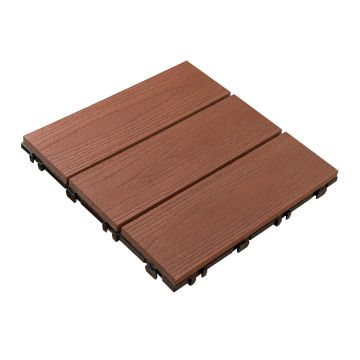 3D Solid Composite Decking Tile Mahogany 30 x 30 x 2,5 cm