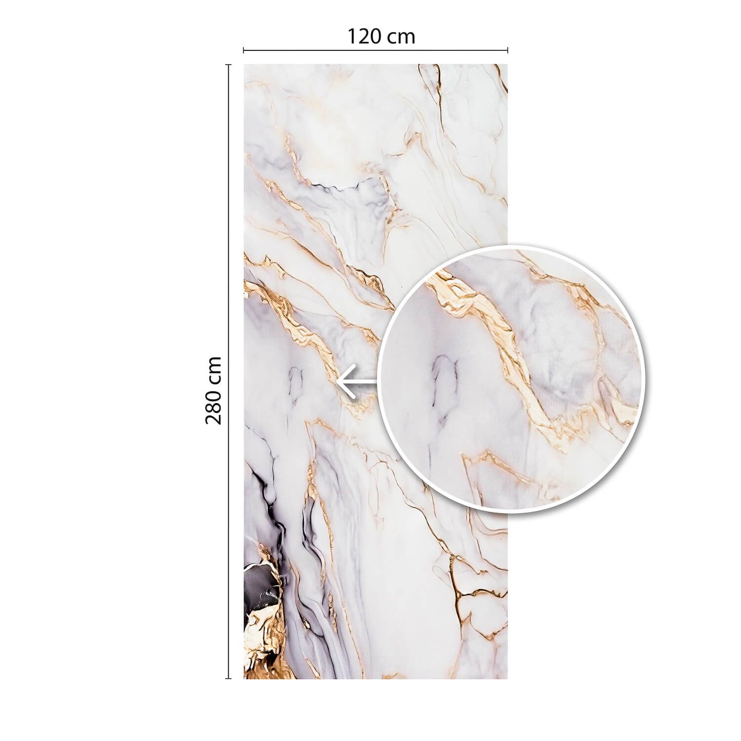Wall Panel XXL Arabescato Gold Glossy 120 x 280 cm 3 mm (A)