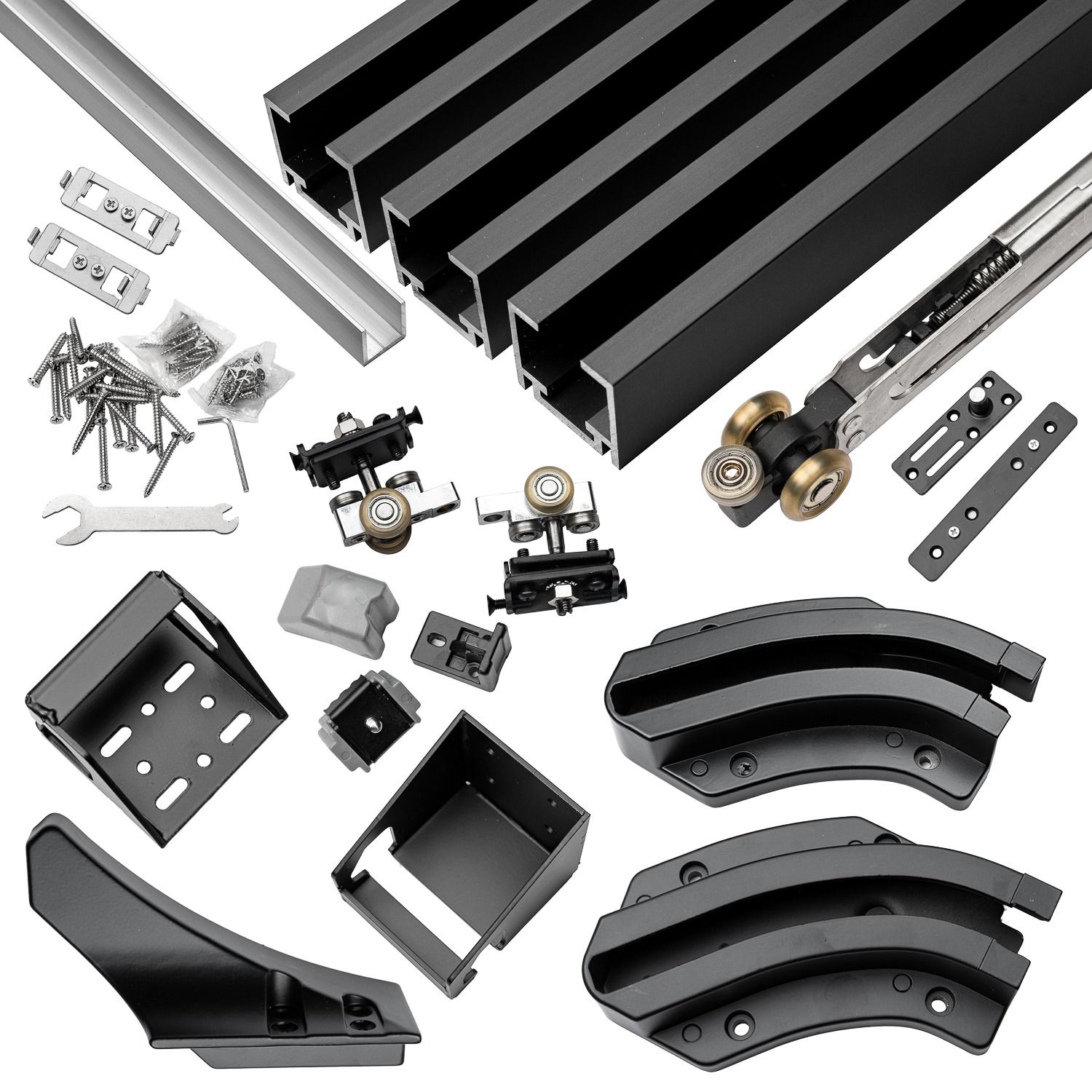 Hidden sliding door system 120 cm – Left Side | Black