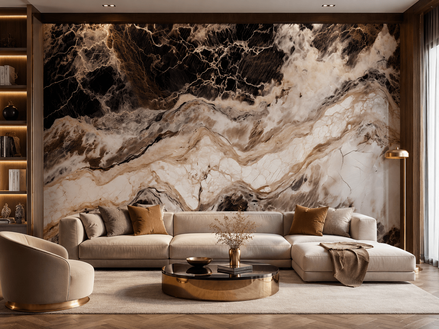 Wall Panel XXL Emperador Black Glossy 120 x 280 cm 3 mm – Set of 3 (ABC)